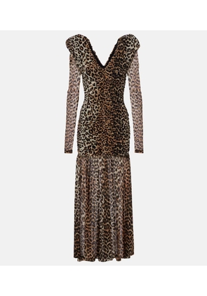 Ganni Leopard-print cloque maxi dress