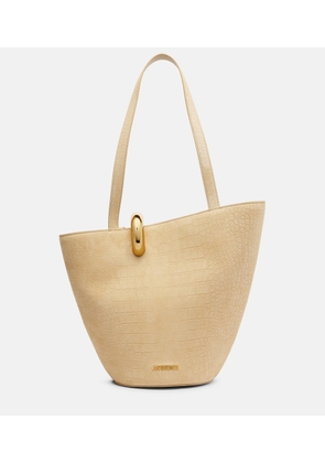 Jacquemus Le Bambola croc-effect suede tote bag