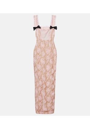 Alessandra Rich Ruffled cotton-blend lace maxi dress