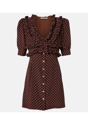Alessandra Rich Polka-dot ruffled silk minidress