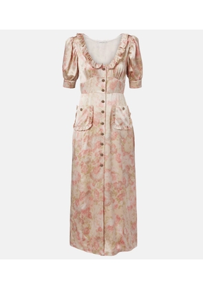 Alessandra Rich Floral silk satin midi dress