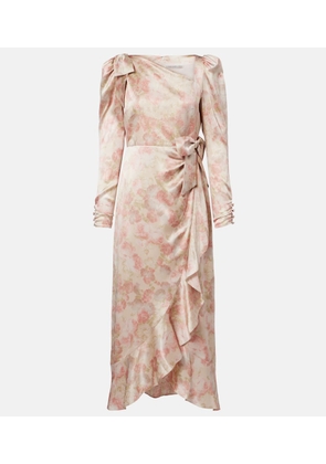 Alessandra Rich Bow-detail floral silk satin midi dress