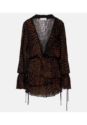 Blumarine Zebra-print chiffon mini dress