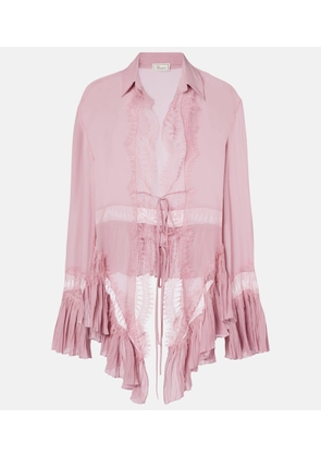 Blumarine Lace-trimmed sheer georgette blouse