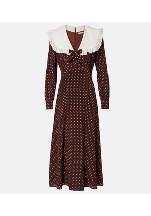 Alessandra Rich Polka-dot ruffled silk midi dress