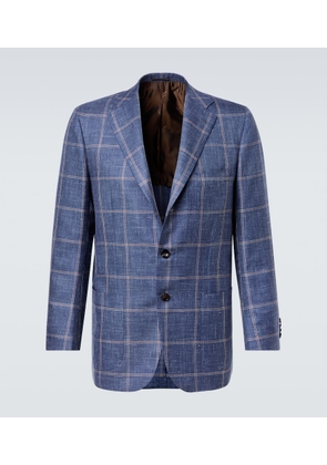 Kiton Checked cashmere, wool, silk, and linen blazer