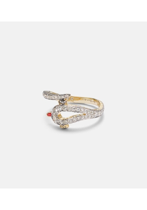 Yvonne Leon Python 9kt gold ring with diamonds