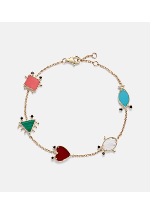 Yvonne Leon Petits Personnages 9kt gold bracelet with gemstones