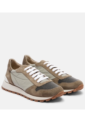 Brunello Cucinelli Monili suede-trimmed sneakers