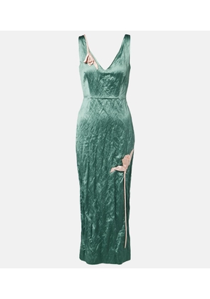 Erdem Floral-applique satin midi dress