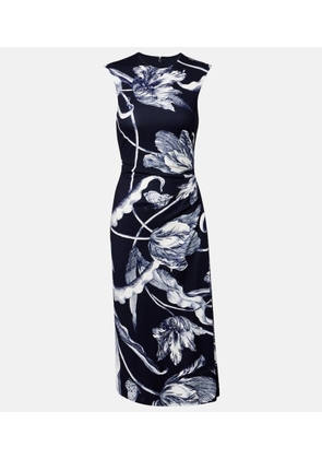 Erdem Draped floral jersey midi dress