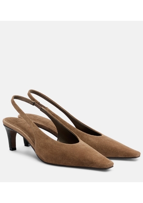 Brunello Cucinelli Suede slingback pumps