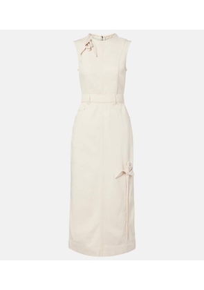 Erdem Floral-applique denim midi dress