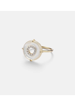 Mateo 14kt gold (585/1000) ring with diamonds and pearls