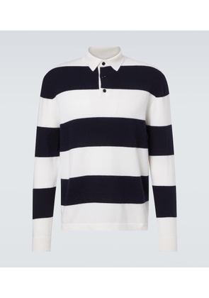 Allude Striped wool and cashmere polo sweater