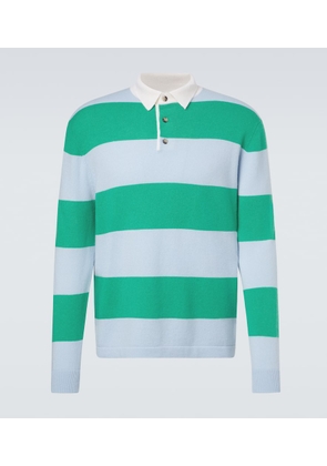 Allude Striped wool and cashmere polo sweater
