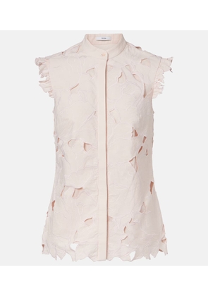 Erdem Embroidered floral cotton-blend top
