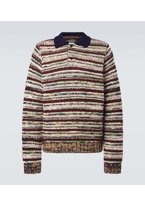 Sacai Striped cotton-blend polo sweater