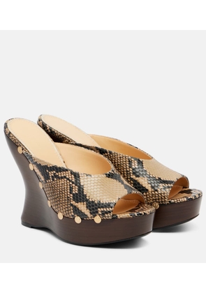 Magda Butrym Snake-effect leather wedge mules