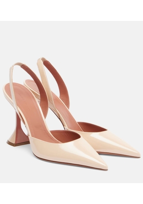 Amina Muaddi Holli 95 patent leather slingback pumps