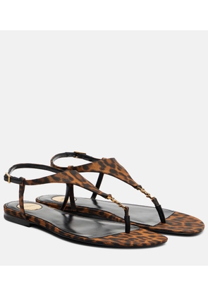 Saint Laurent Cassandra leopard-print grosgrain sandals