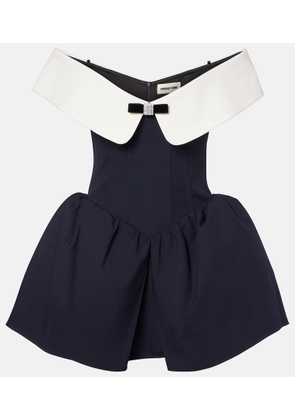 Shushu/Tong Off-shoulder wool and silk minidress