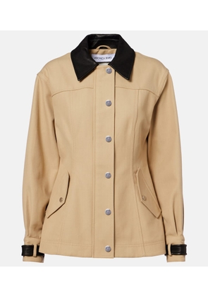Veronica Beard Talla leather-trimmed cotton blouson jacket