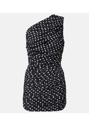 Patou Polka-dot one-shoulder minidress