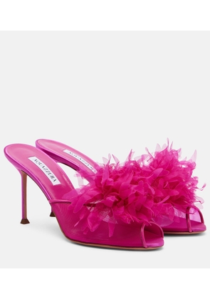 Aquazzura Poeme 85 floral-applique satin sandals