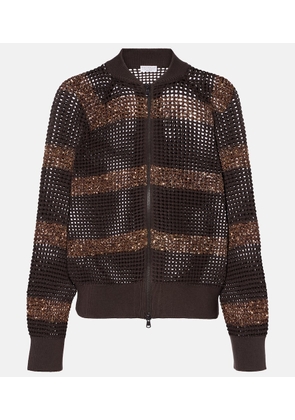Brunello Cucinelli Open-knit sequined cotton cardigan