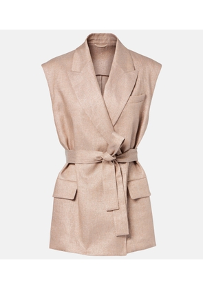 Brunello Cucinelli Belted linen-blend vest