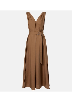 Brunello Cucinelli Belted cotton-blend midi dress