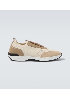 Brioni Leather-trimmed sneakers