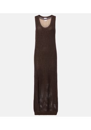 Brunello Cucinelli Open-knit cotton-blend maxi dress