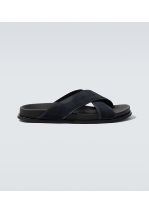 Brioni Leather-trimmed suede sandals