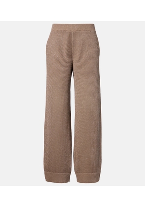 Brunello Cucinelli Ribbed-knit cotton-blend wide-leg pants