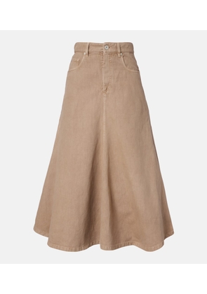 Brunello Cucinelli Cotton and linen denim midi skirt