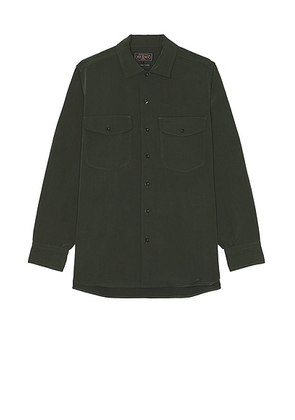 Beams Plus Work Classic Fit Pe Twill Shirt in Green - Green. Size S (also in ).