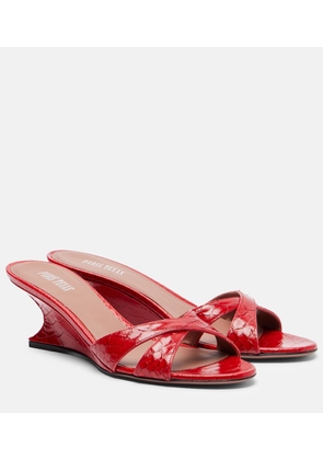 Paris Texas Nina 50 croc-effect patent leather wedge mules