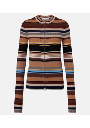 Acne Studios Kilian striped zip-up wool cardigan