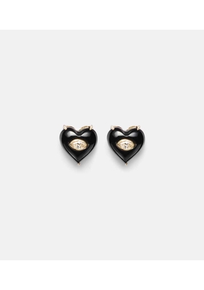 Sydney Evan 14kt gold (585/1000) earrings with diamonds and onyx