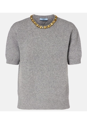 Prada Embellished wool and cashmere sweater