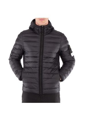 Stone Island Mens Black Loom Woven Chambers Recycled Nylon Down Jacket