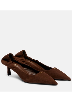Prada 55 logo suede pumps