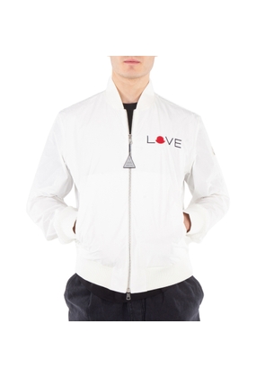 Moncler White Love Embroidery Bomber Jacket