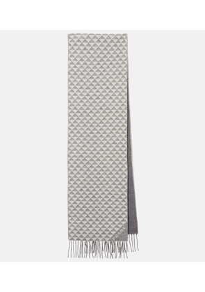 Prada Logo wool and cashmere jacquard scarf