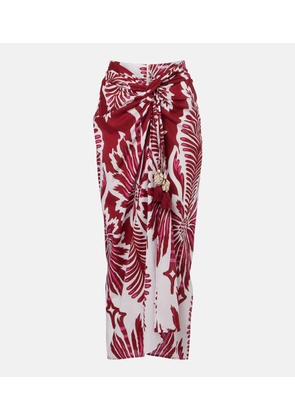 Poupette St Barth Uma floral gathered cotton midi skirt