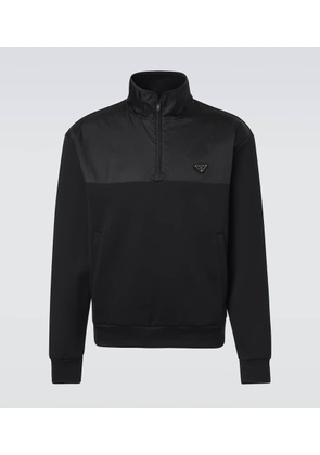 Prada Cotton-blend fleece half-zip sweatshirt