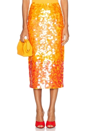 Carolina Herrera Midi Skirt in Marigold Multi - Orange. Size 0 (also in ).