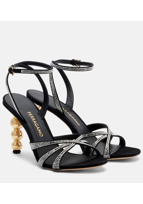 Ferragamo 90 crystal-embellished suede sandals